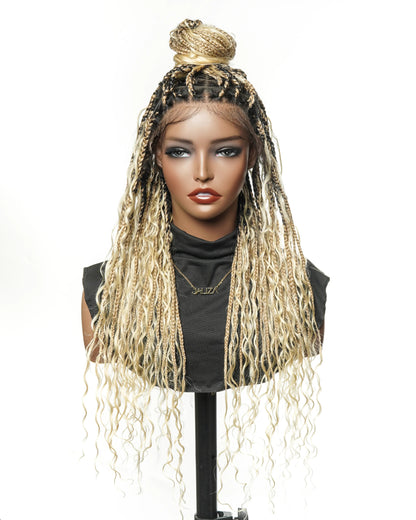 613 blond boho braided wig human hair 24 inches