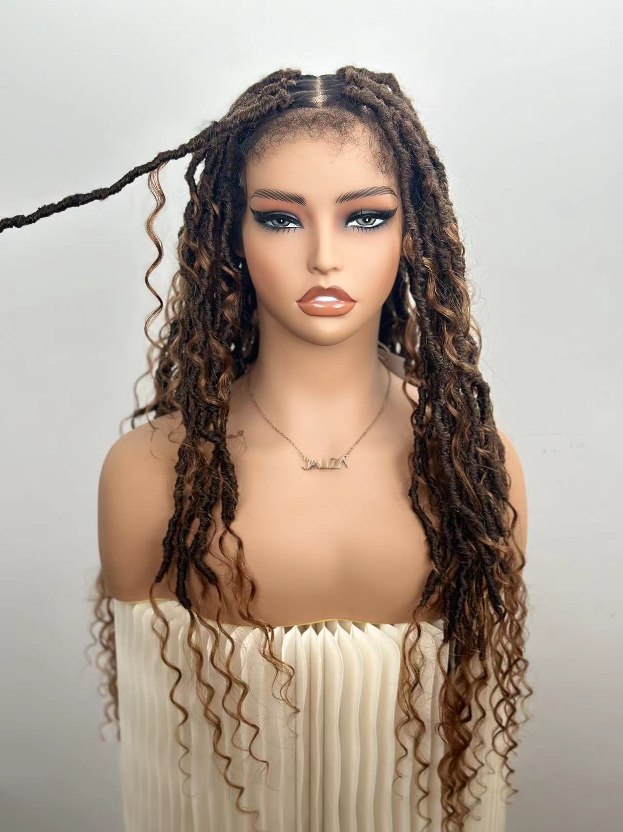 Human Hair Curls HD Full Lace Boho Locs 26" Wig 79 Strand