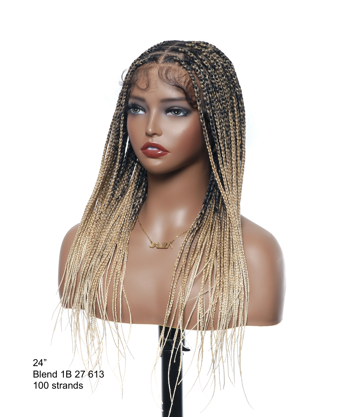 24"  Pre Bleached Human Hair Lace Lightweight Knotless HD Lace Box Braided Wig