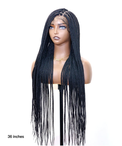 Super High Density HD Lace Knotless Box Braided Wig 36" 121 Strands