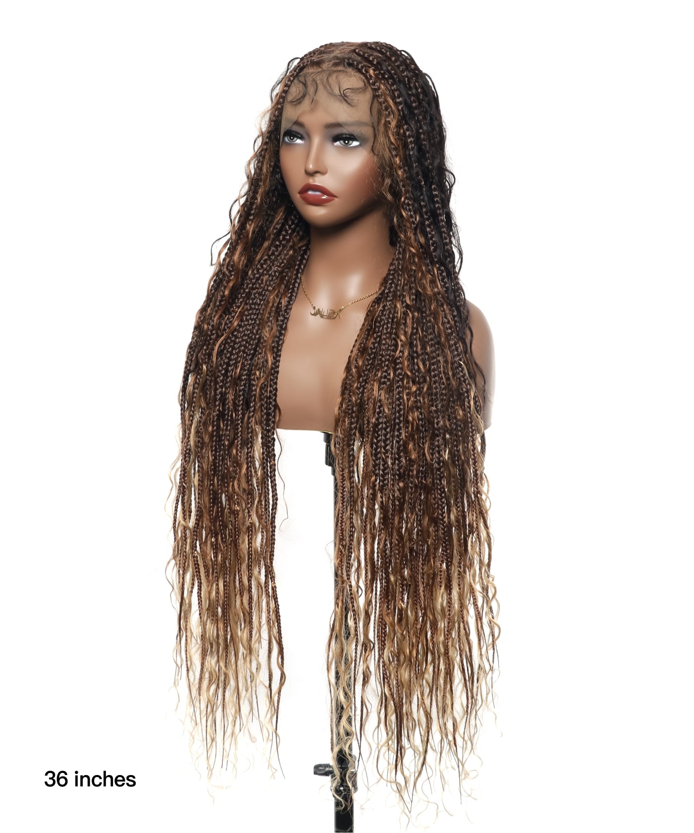 Knotless Tangleless Boho Box Braided Wig 36" 86 Strands Blend Color #1B&30&27&613