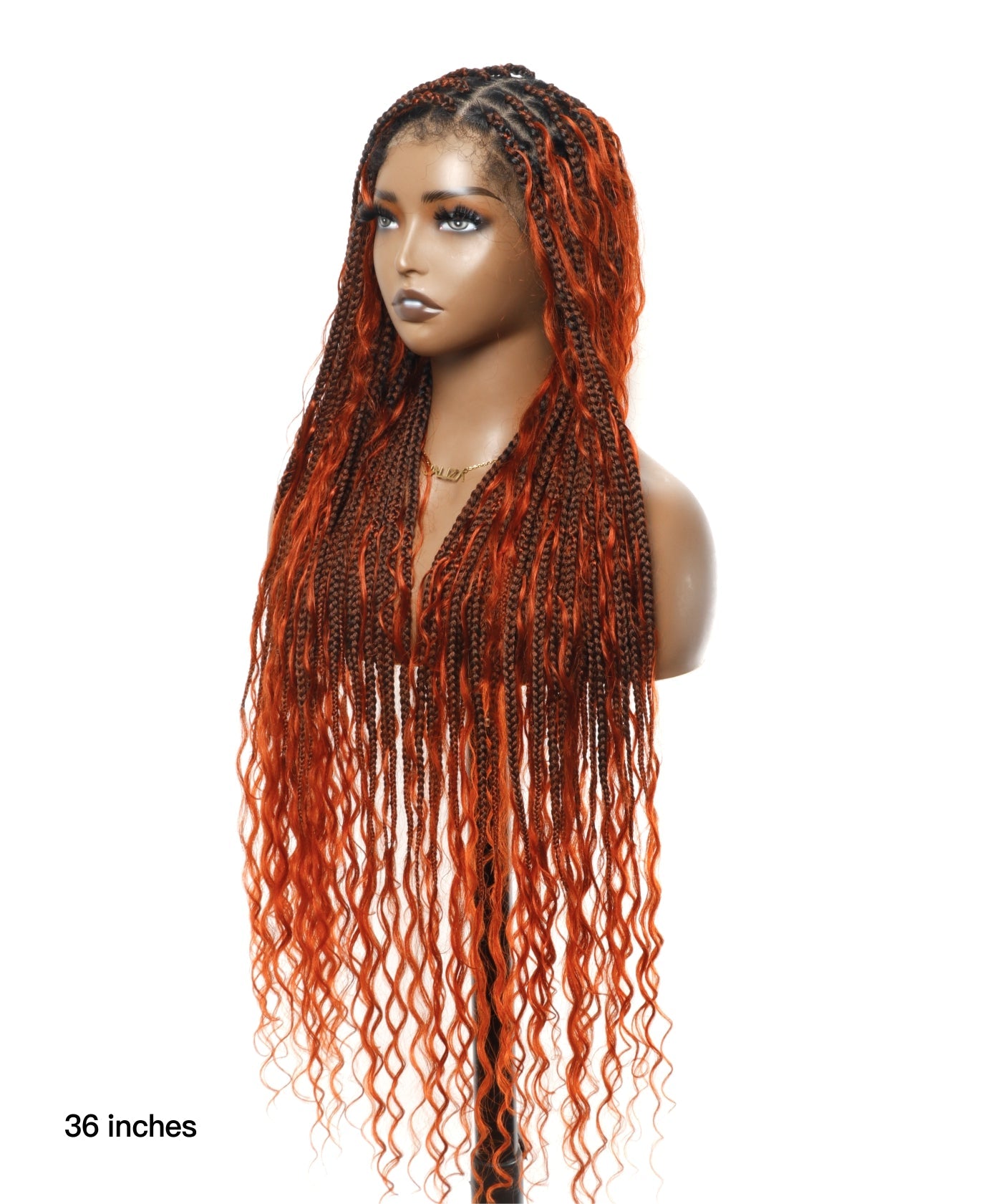 Fire Orange HD Lace Tangleless Boho Box Braided Wig 79 Strands