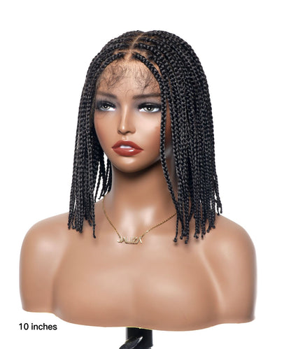 10" Pre Bleached Human Hair HD Full Lace Box Braided Wig 88 Strands