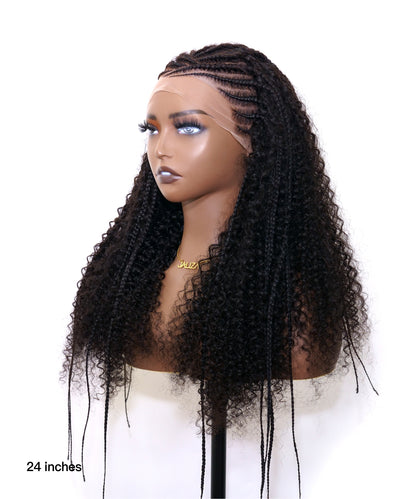 Extra Full Pre bleached Human Hair Lace Braided Cornrow Style Braided Wig