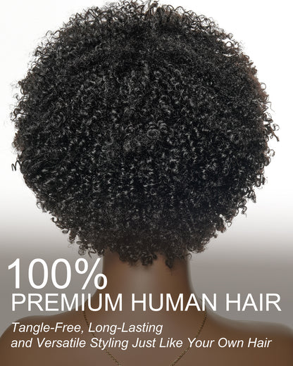 Jaliza Bobrina Perruque de cheveux humains sans colle Bob Afro Bouclée