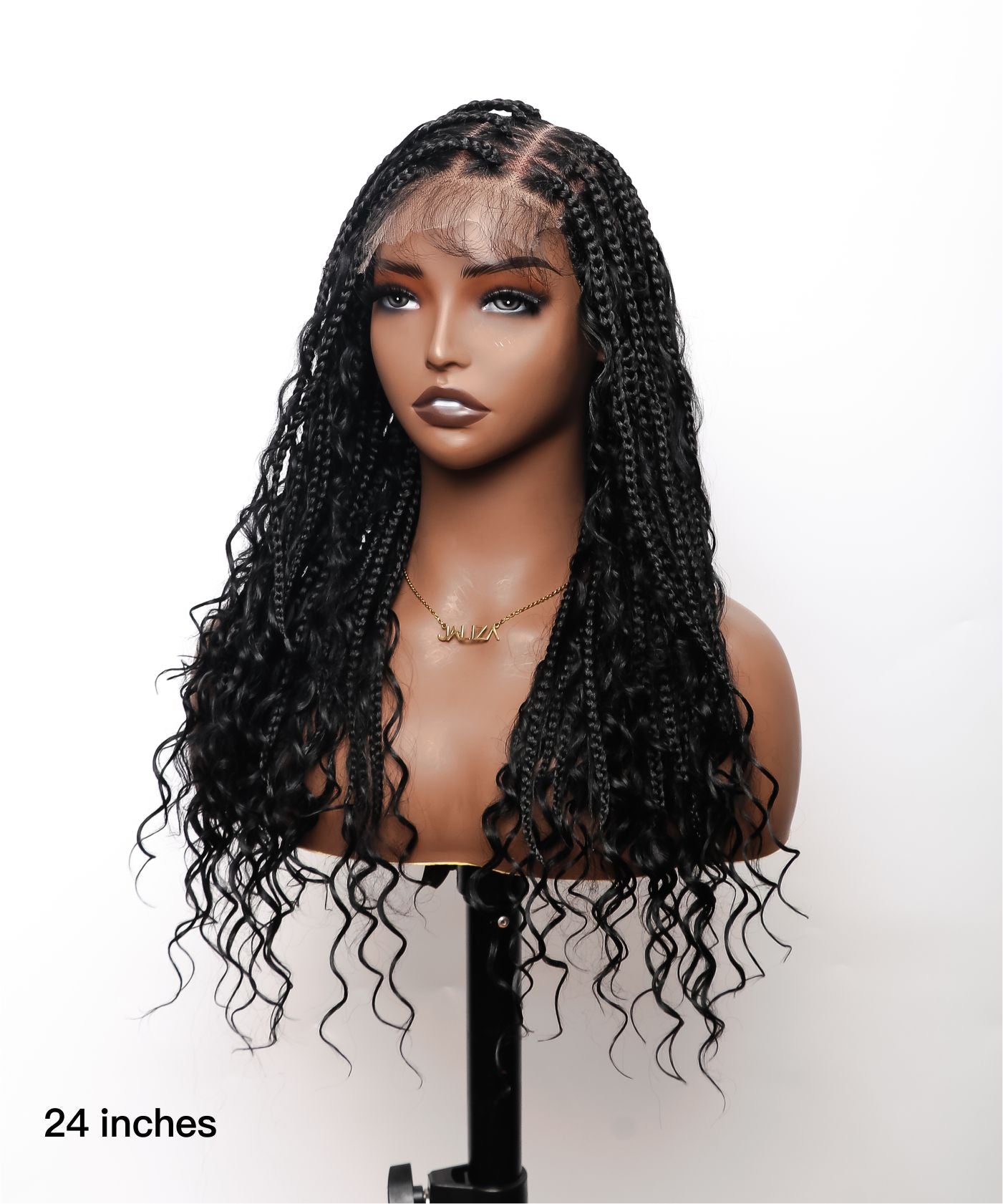 Glueless Boho Style Knotless Box Braided Wig 24" 5x7 HD Lace 79 Strands - No Baby Hair