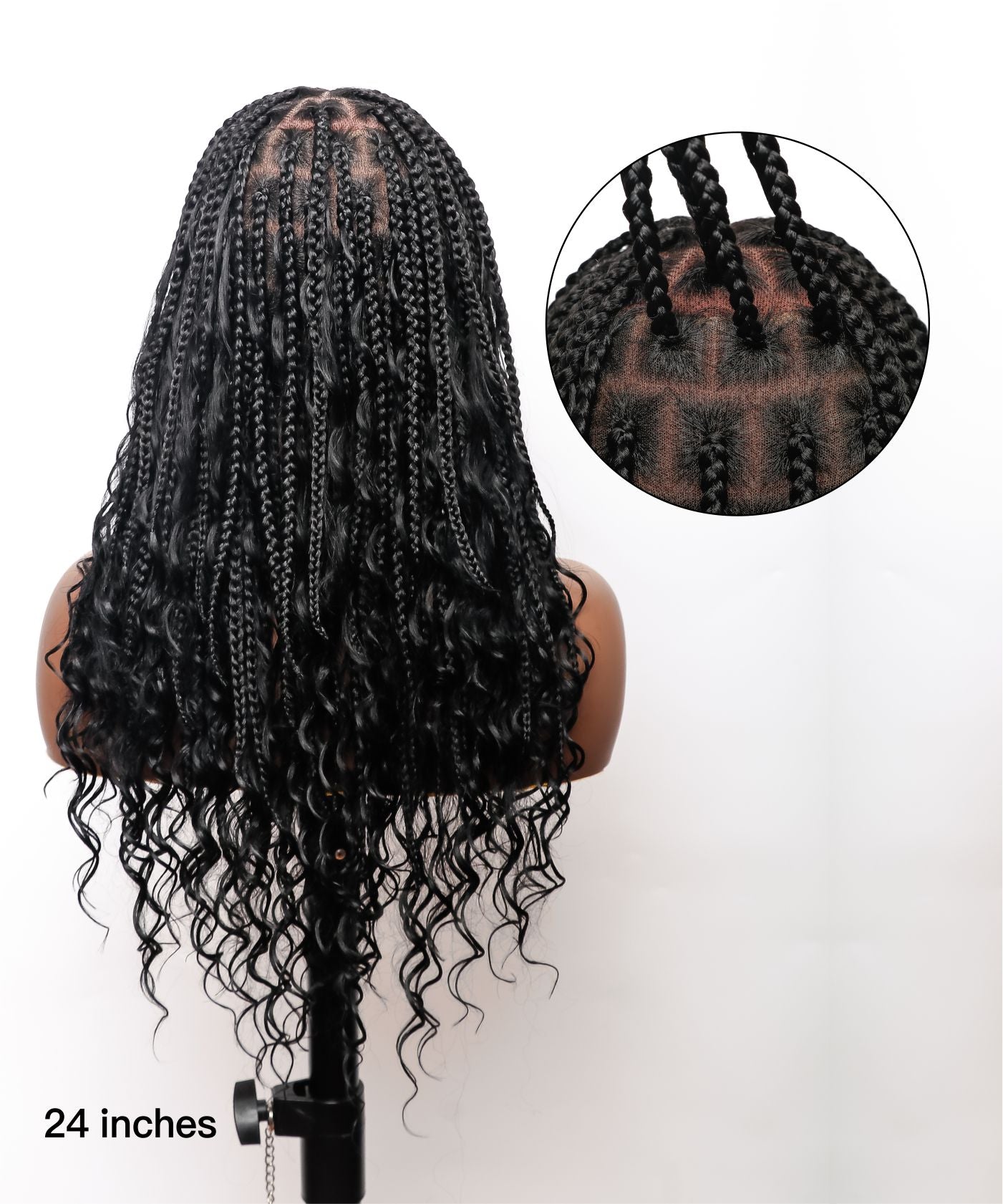 Glueless Boho Style Knotless Box Braided Wig 24" 5x7 HD Lace 79 Strands - No Baby Hair