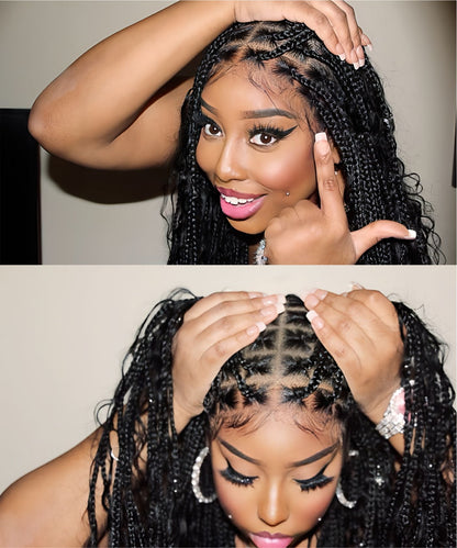 medium knotless boho box braids wig 10