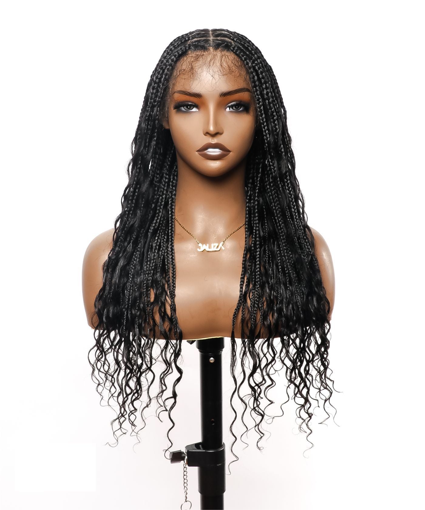 24" HD Lace Lightweight Tangleless Human Hair curls Full Hand Tied Boho Box Braided Wig