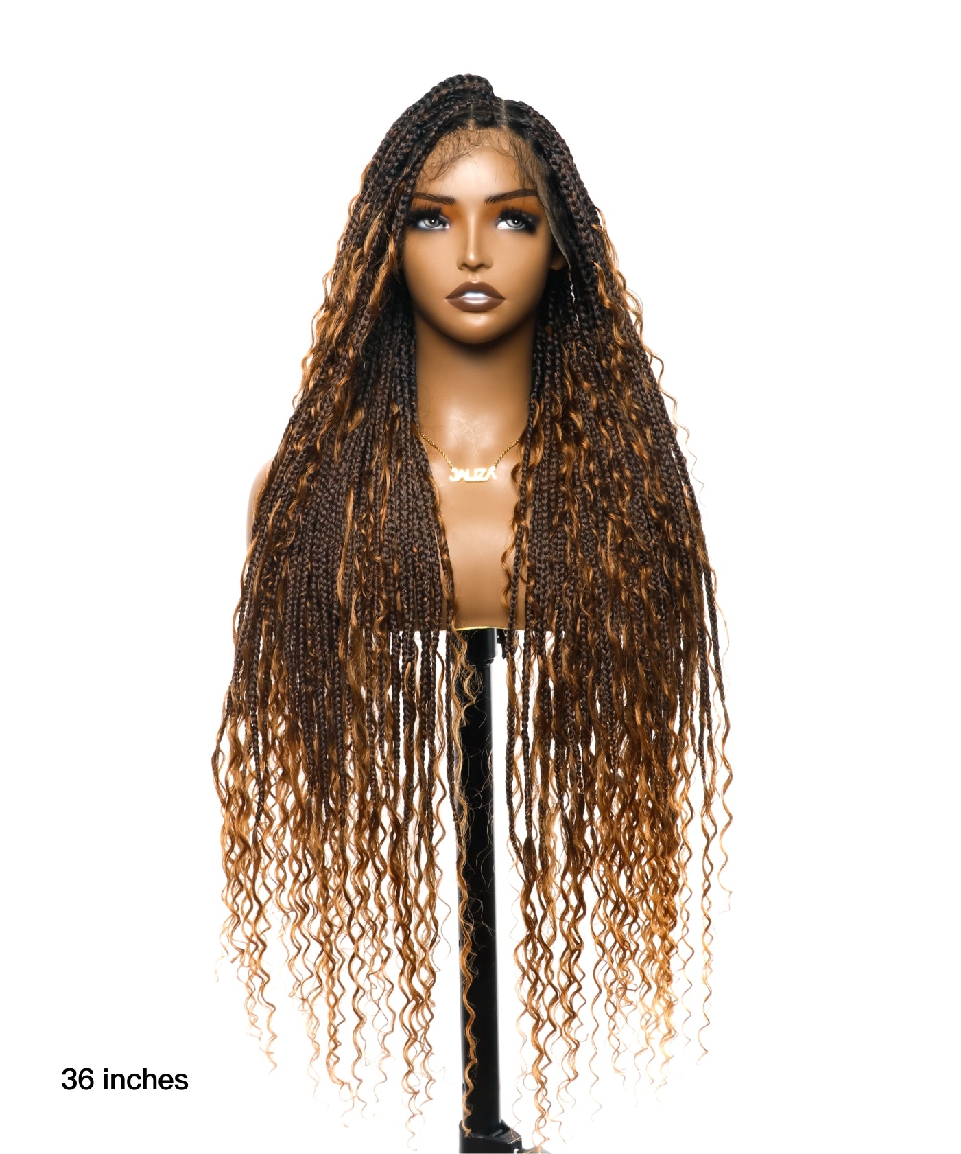 Super High Density Tangleless 36" HD Lace Knotless Boho Small Box Braided Wig 121 Strands  - Human Baby Hair