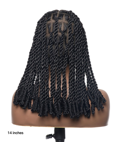 14" Pre Bleached HD Lace Invisible Locs Cross Twist Braided Wig