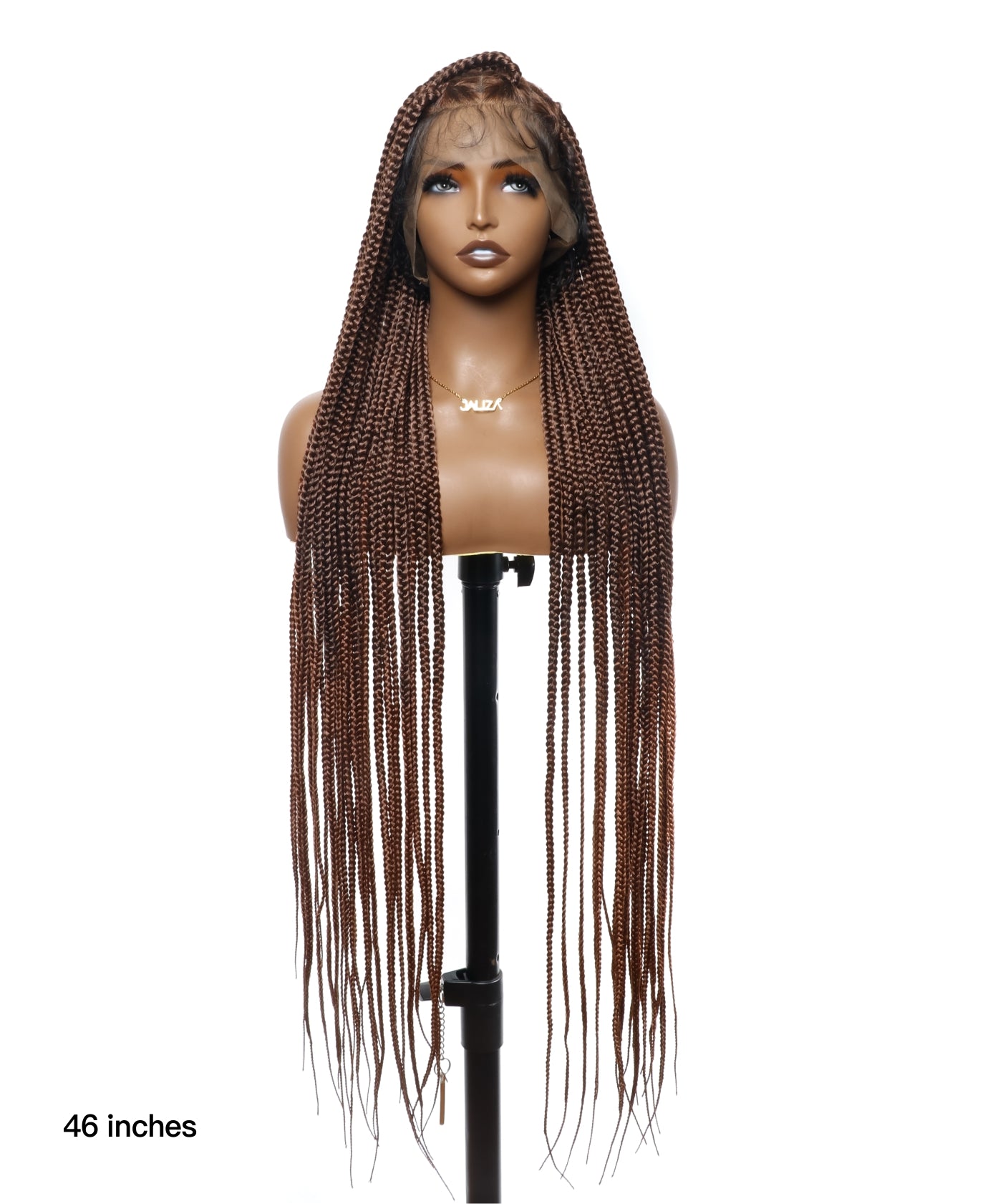 knotless 46" box braided wig human baby hair