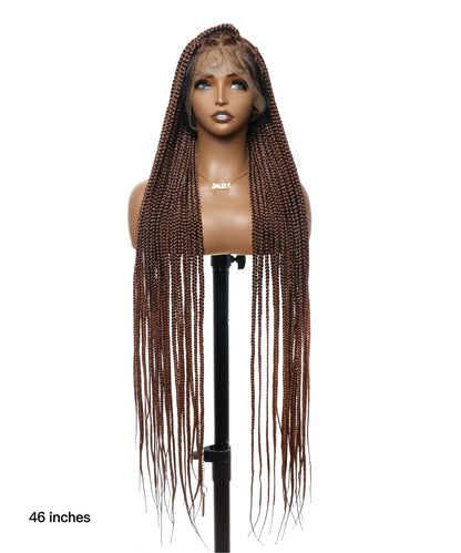 knotless 46" box braided wig human baby hair