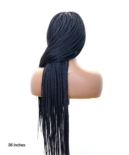 Super High Density HD Lace Knotless Box Braided Wig 36" 121 Strands