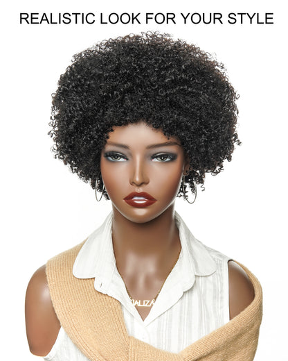 Jaliza Bobrina Perruque de cheveux humains sans colle Bob Afro Bouclée