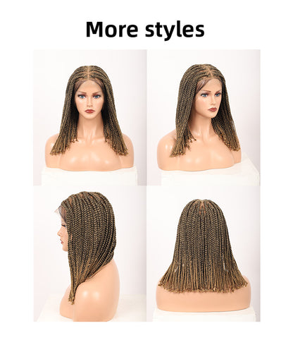 Fancivivi 14" Small Triangle Short Box Braids Hand Tied Full Lace Knotless Wig