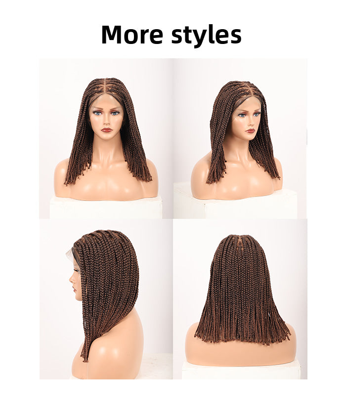 Fancivivi 14" Small Triangle Short Box Braids Hand Tied Full Lace Knotless Wig