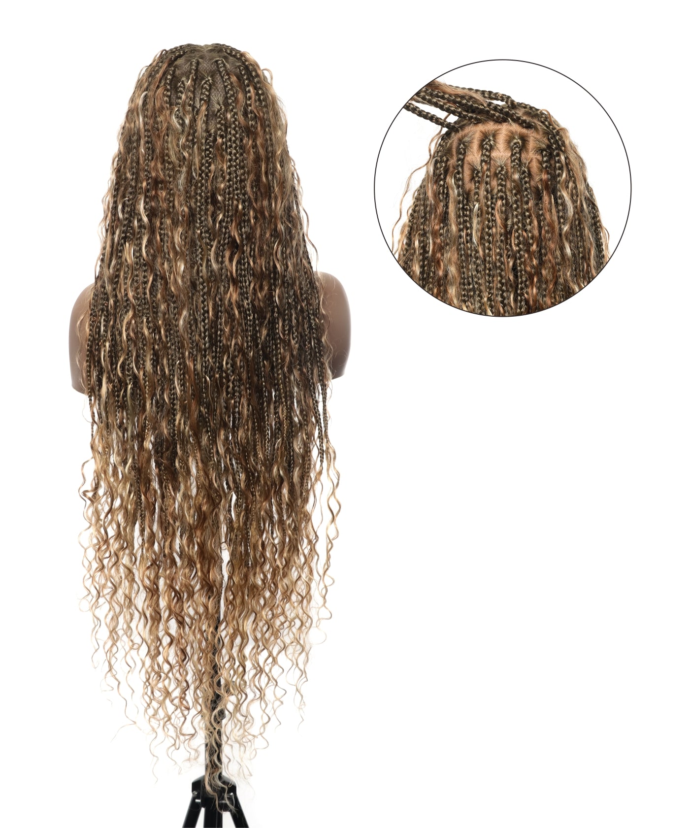 Knotless Tangleless Boho Box Braided Wig 36" 86 Strands Blend Color #1B&30&27&613