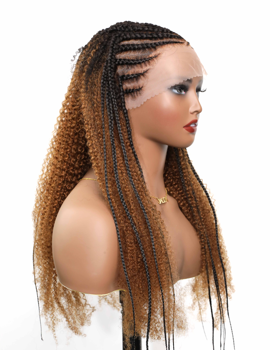 Extra Full Pre bleached Human Hair Lace Braided Cornrow Style Braided Wig