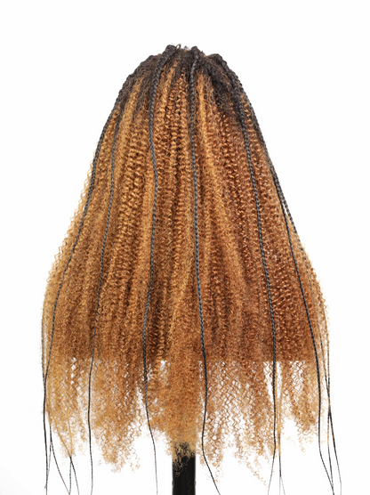 Extra Full Pre Braided Cornrow Style Pre Bleached Human Hair Braided Wig