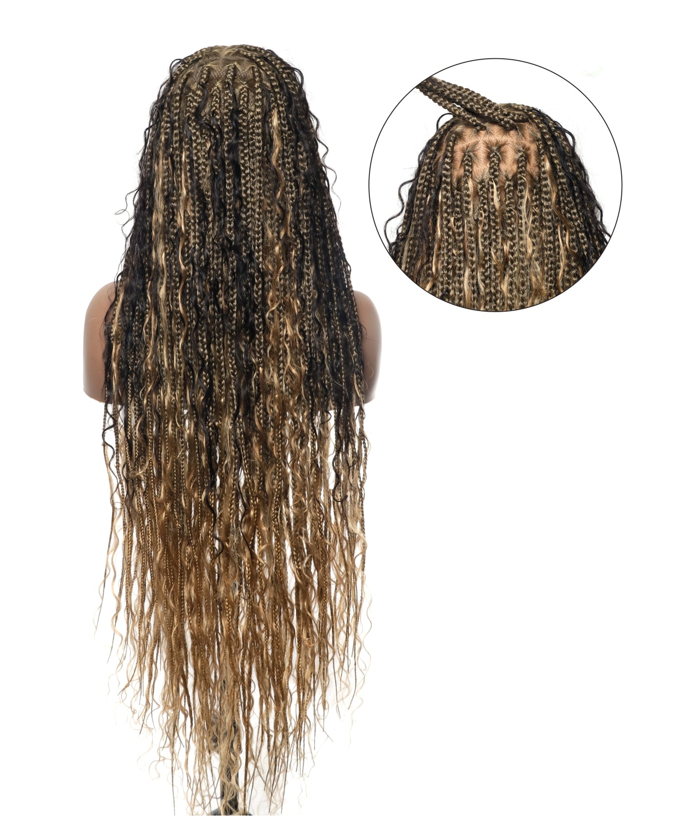 Knotless Tangleless Boho Box Braided Wig 36" 86 Strands Blend Color #1B&30&27&613