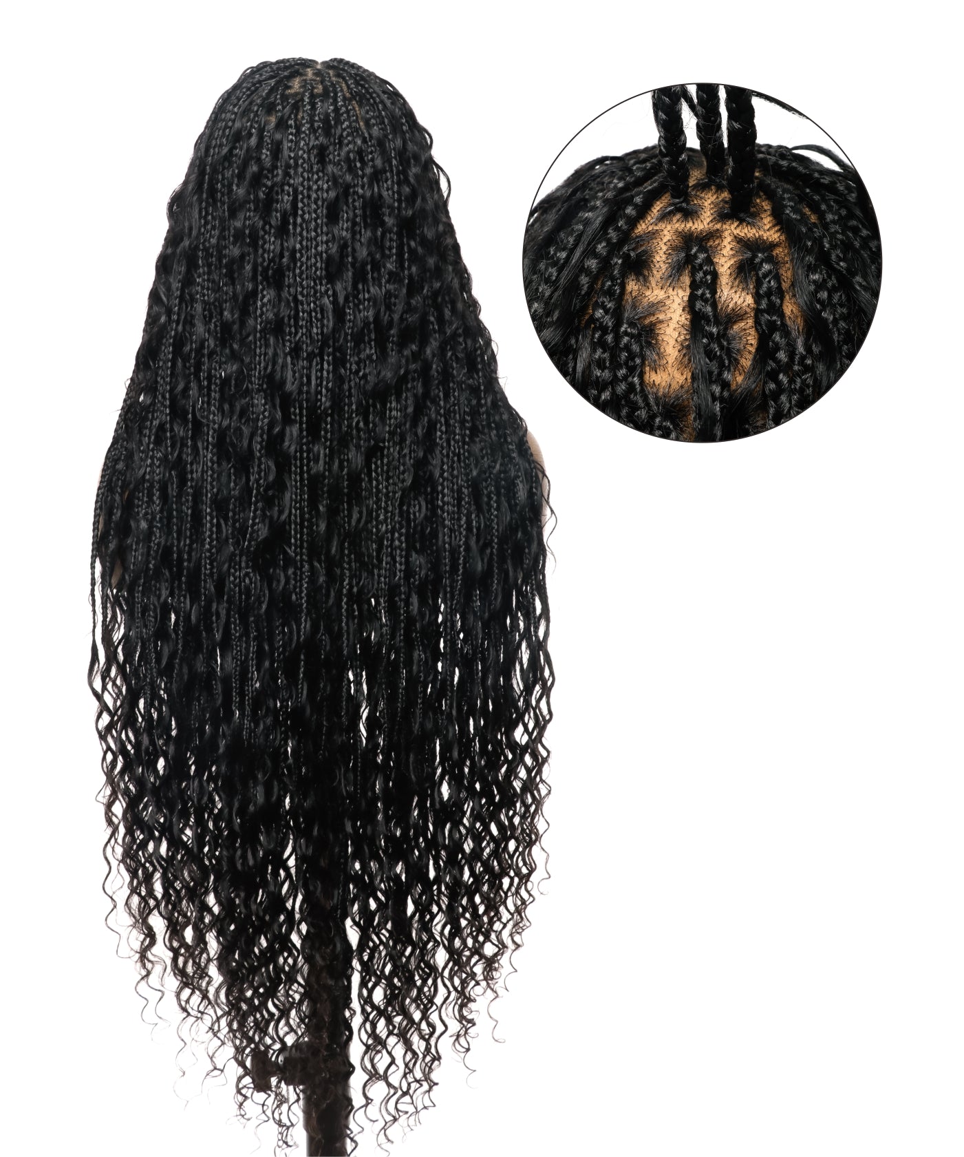 Super High Density Tangleless 36" HD Lace Knotless Boho Small Box Braided Wig 121 Strands  - Human Baby Hair