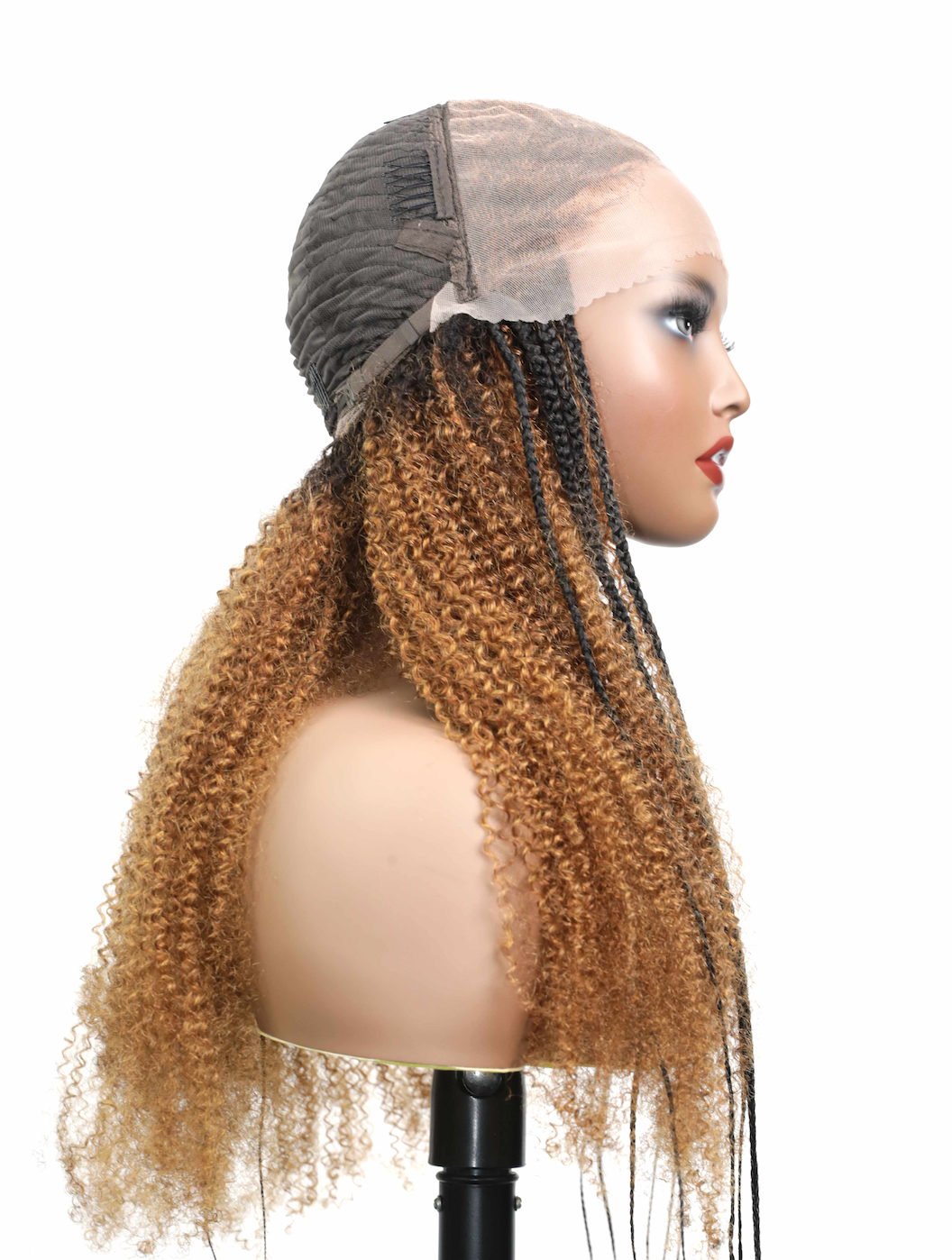 Extra Full Pre Braided Cornrow Style Pre Bleached Human Hair Braided Wig