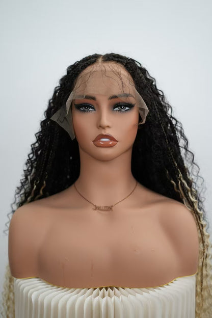 Diane's 36" Ombre Boho Box Braided Wig (Extra Full Human Hair Boho Curls)