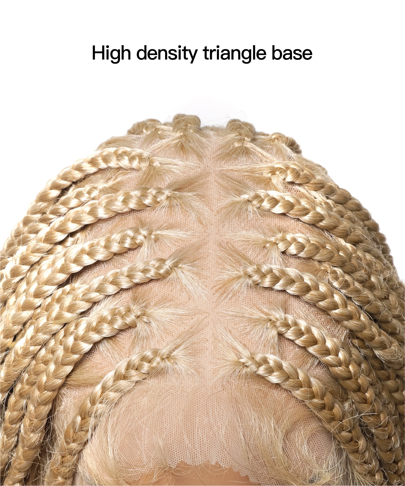 High Density Triangle Base Knotless Human Hair Boho Box Braided Wig 36" 102 Strands