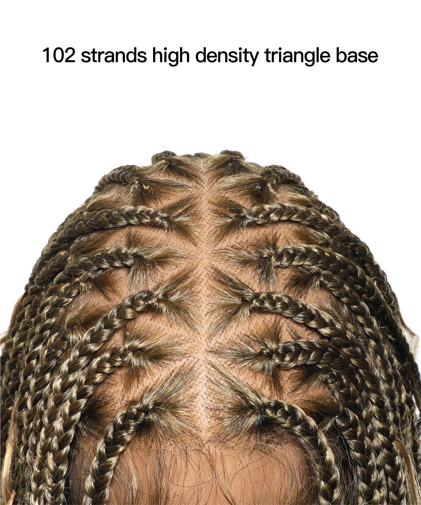 High Density Triangle Base Knotless Human Hair Boho Box Braided Wig 36" 102 Strands