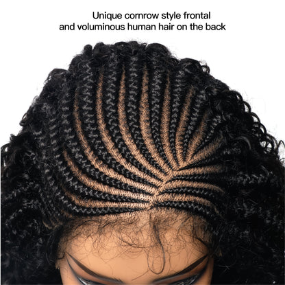 12" Cornrow Style Human Hair Back Braided Wig