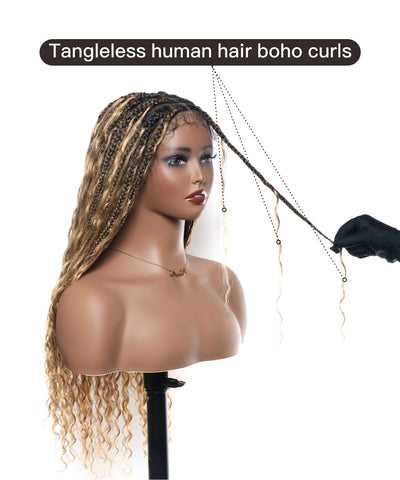 Tangleless Human Hair curls Full Hand Tied HD Lace 24