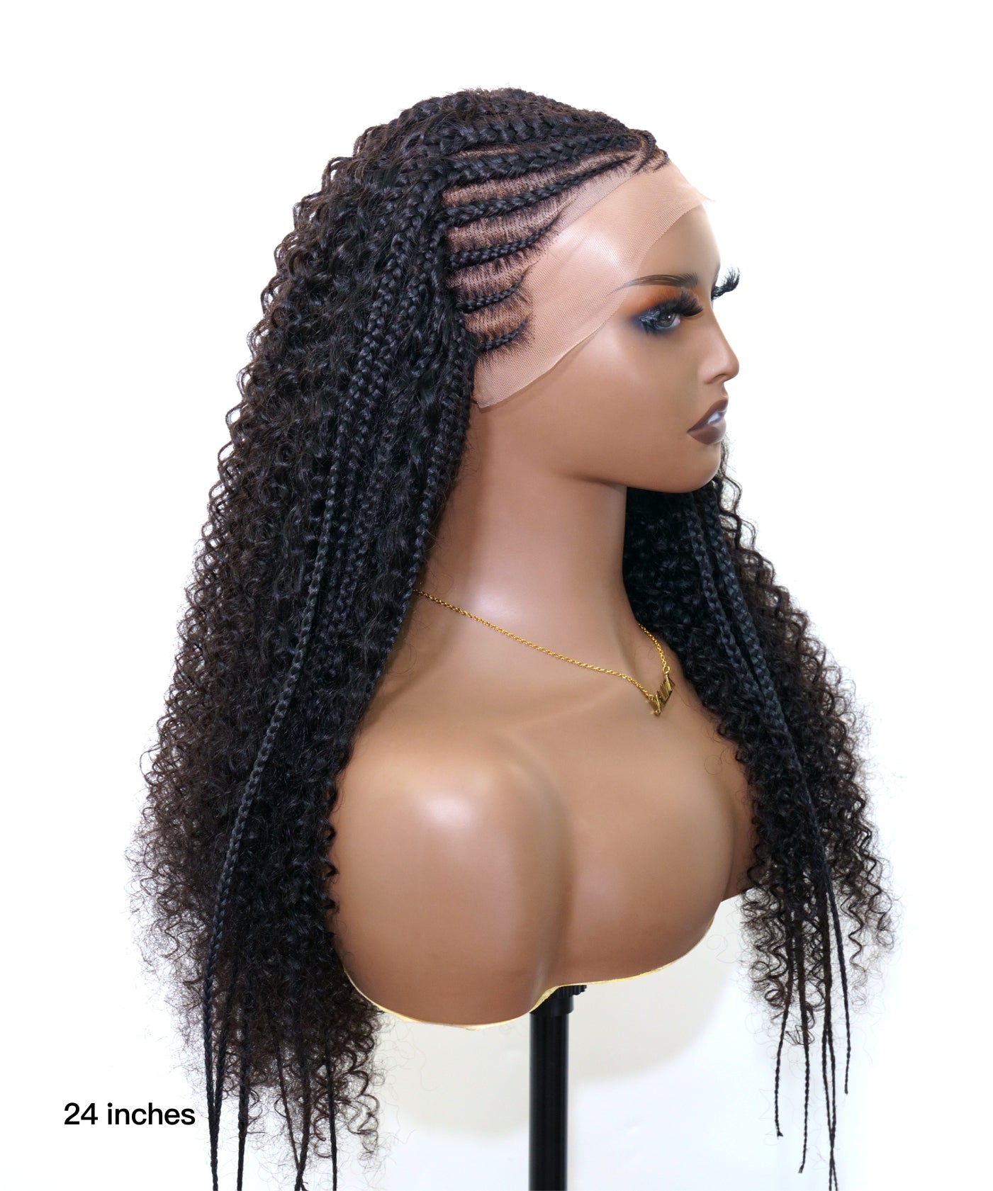 Extra Full Pre Braided Cornrow Style Pre Bleached Human Hair Braided Wig