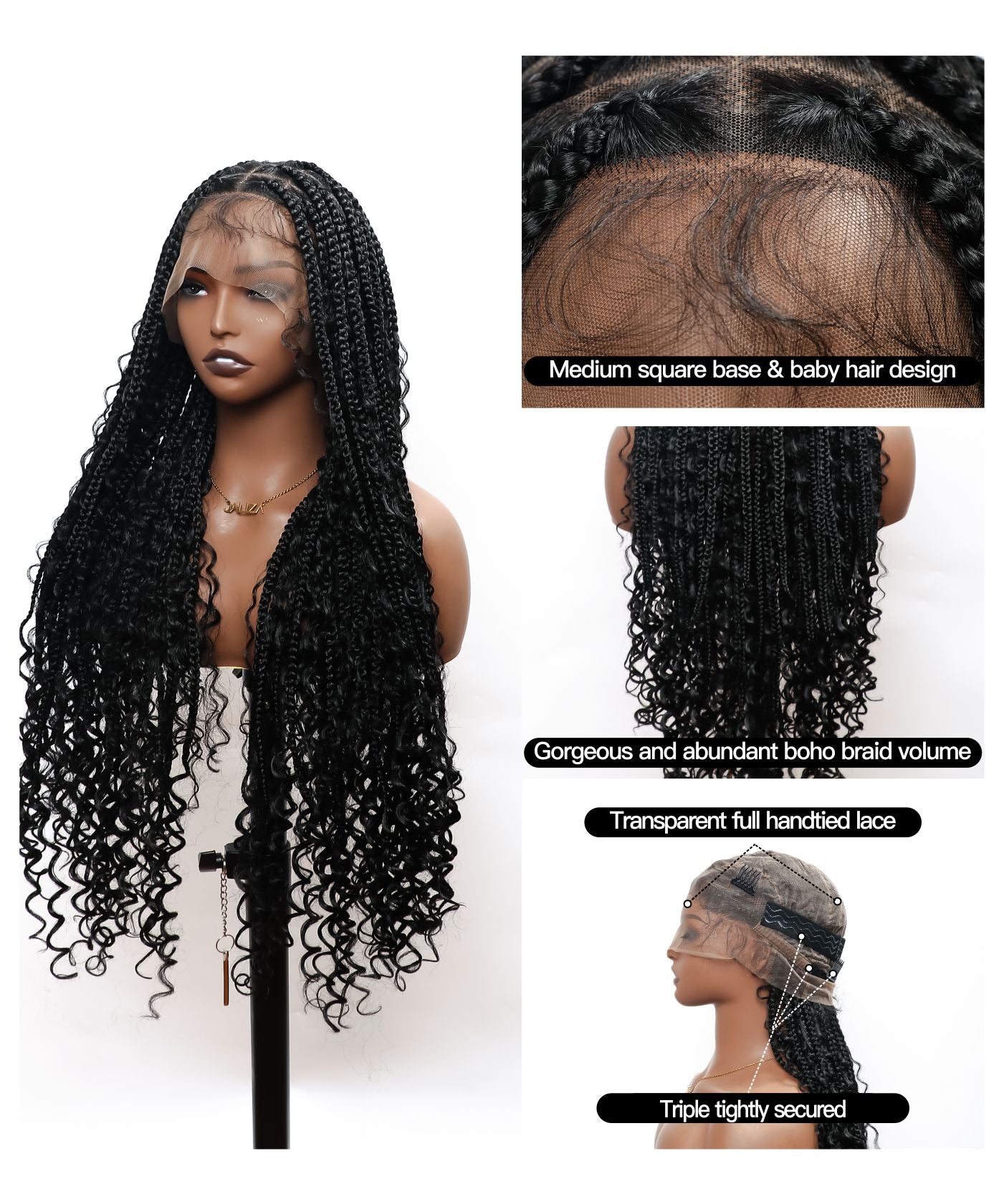 Boho Style Knotless Box Braided Wig 2