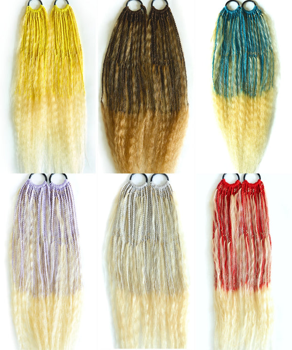Colorful Crochet Boho Box Braids With Human Hair Super Curls 28" (3 boho curls)