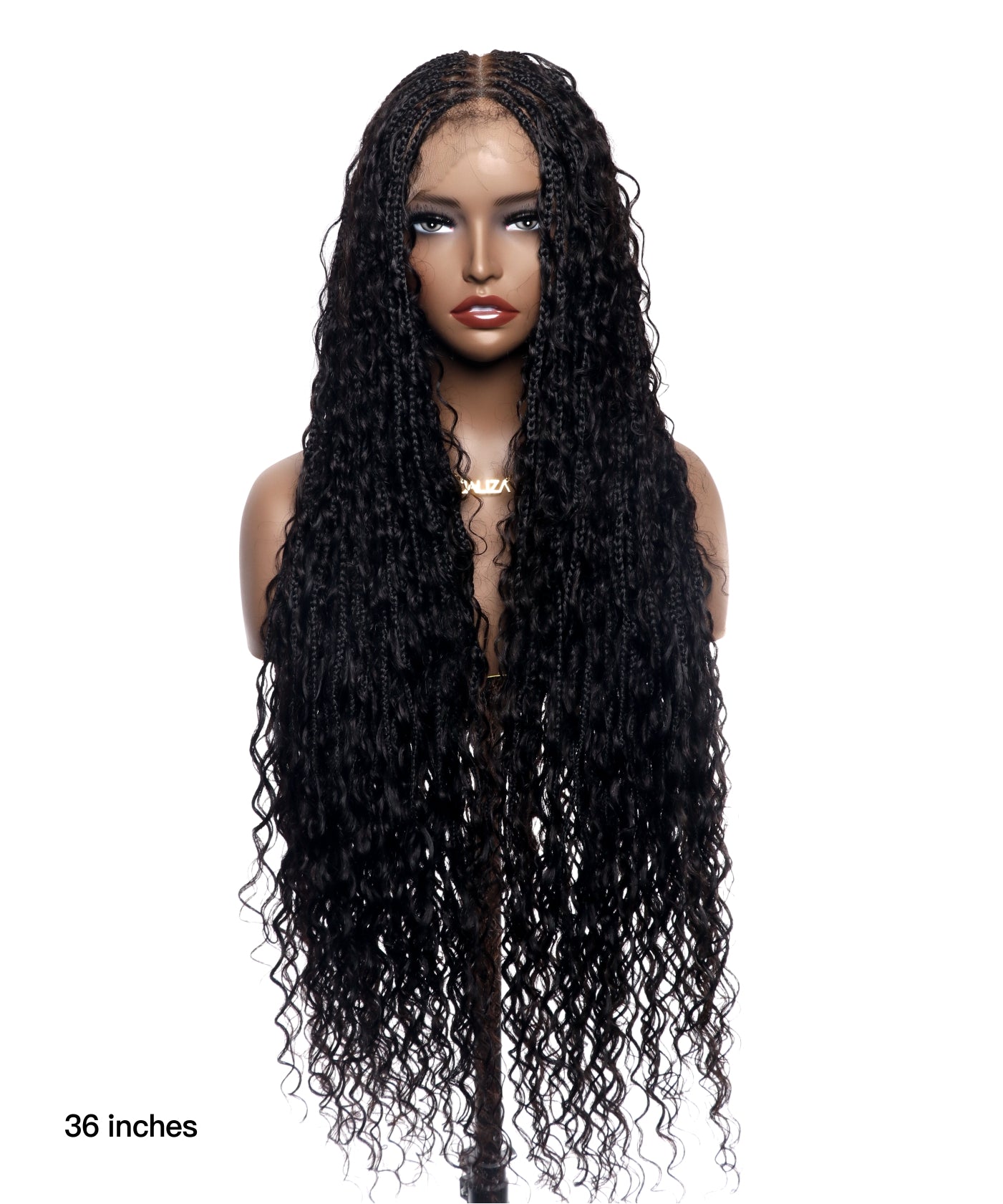 36" Ultra-dense Pre Bleached Human Hair Lace Tangleless Knotless Boho Box Braided Wig (Made to order, ships in 1-2 weeks)