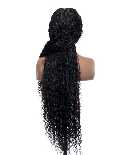 36" Ultra-dense Pre Bleached Human Hair Lace Tangleless Knotless Boho Box Braided Wig (Made to order, ships in 1-2 weeks)