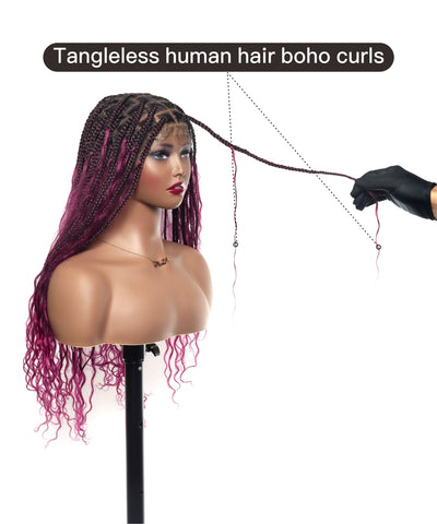 Tangleless Human Hair curls Full Hand Tied HD Lace 24