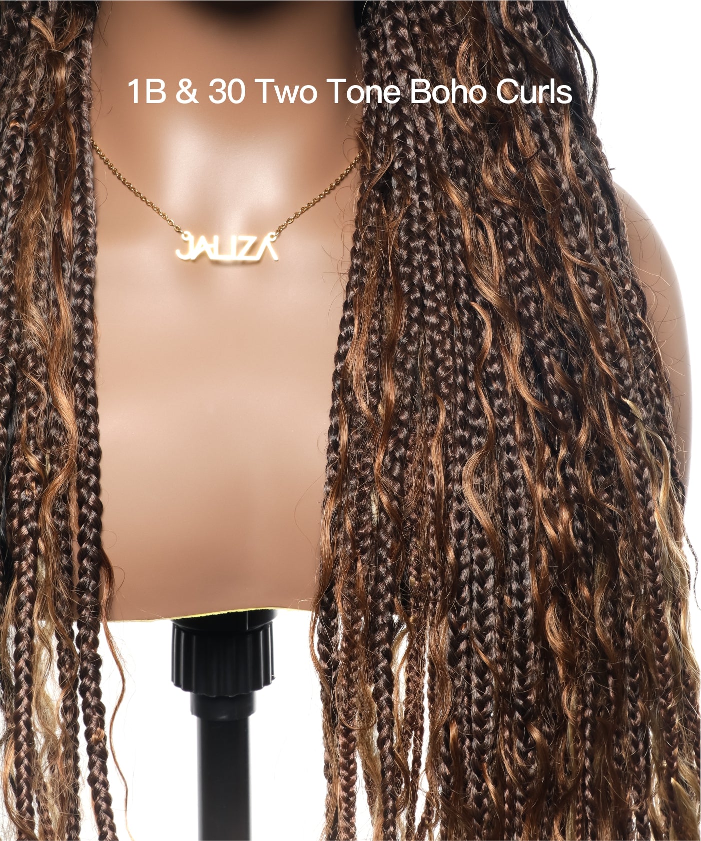 Knotless Tangleless Boho Box Braided Wig 36" 86 Strands Blend Color #1B&30&27&613