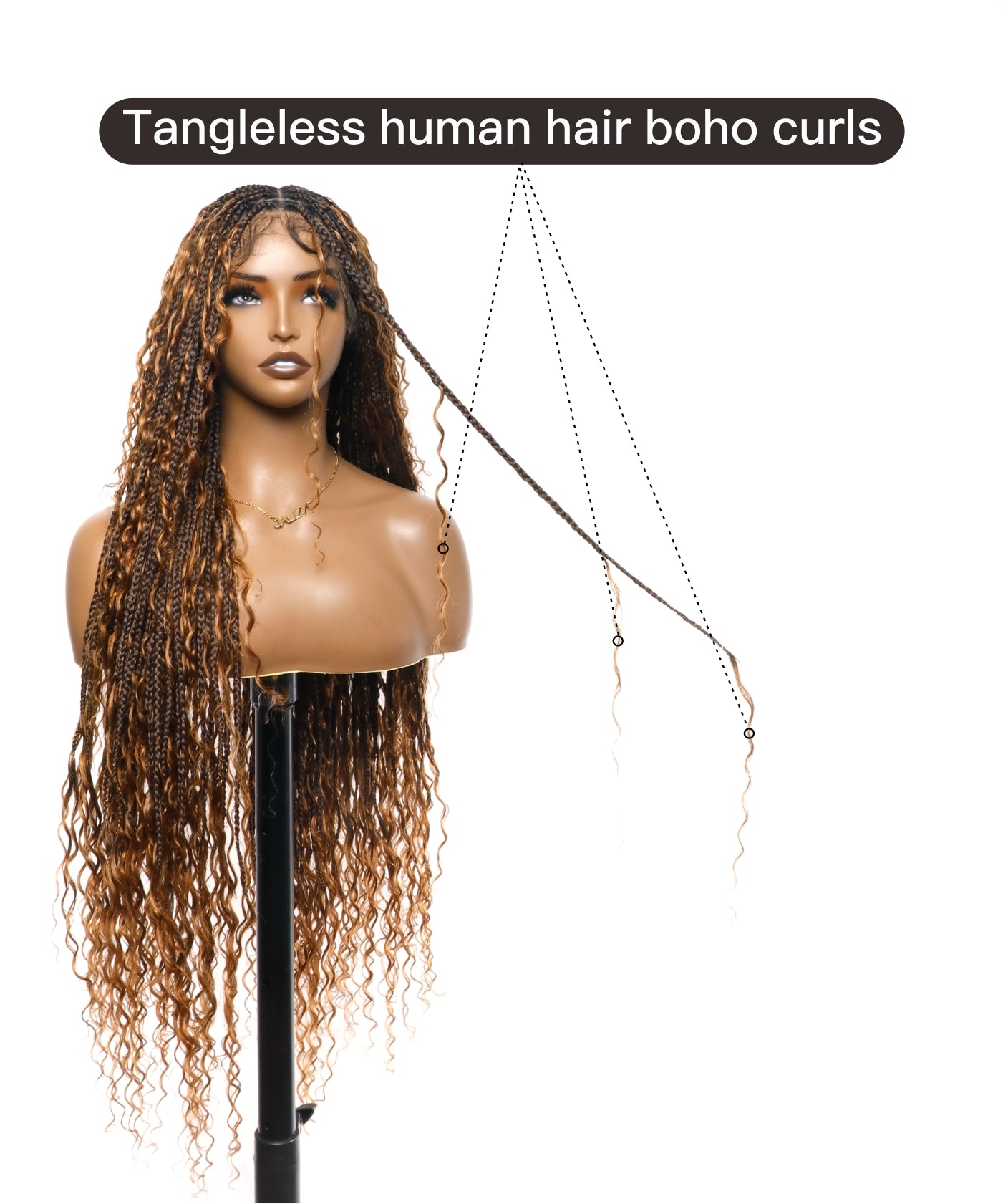 Super High Density Tangleless 36" HD Lace Knotless Boho Small Box Braided Wig 121 Strands  - Human Baby Hair