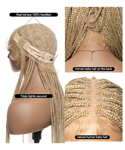 HD Lace Knotless Box Braided Wig Color #613