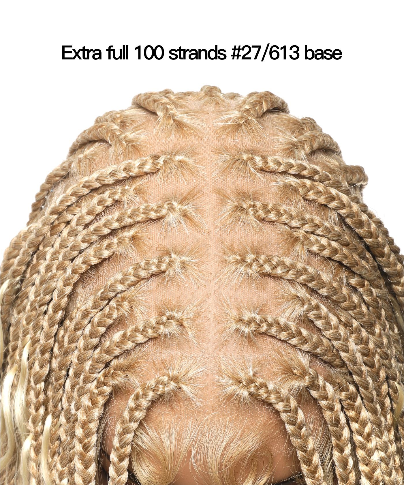 High density Square Base HD Lace Lightweight 100 Strands Tangleless 36" Knotless Boho Small Box Braided Wig - Human Baby Hair