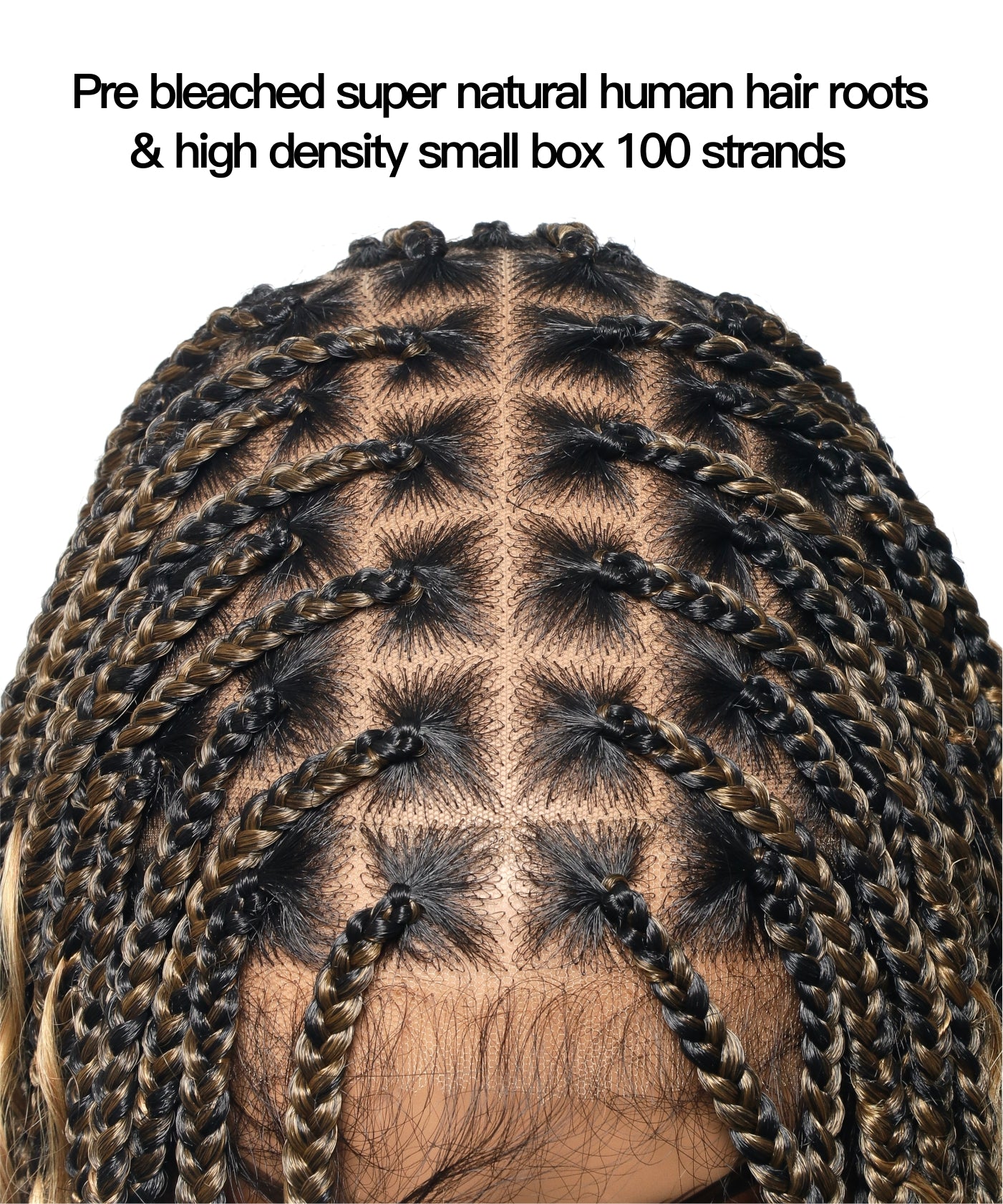 Pre Bleached Human Hair Lace Wet & Wavy Super Style HD Lace Tangleless HD Lace Knotless Boho Box Braided Wig 36" 100 Strands (Made to order, ships in 1-2 weeks)