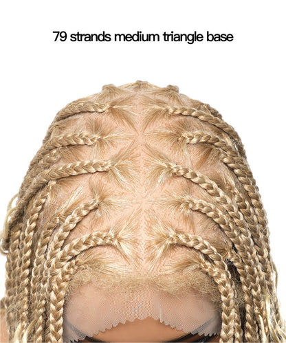 Triangle Base Full Lace Tangleless Human Hair Boho Curls Knotless Boho Box Braided Wig 36"