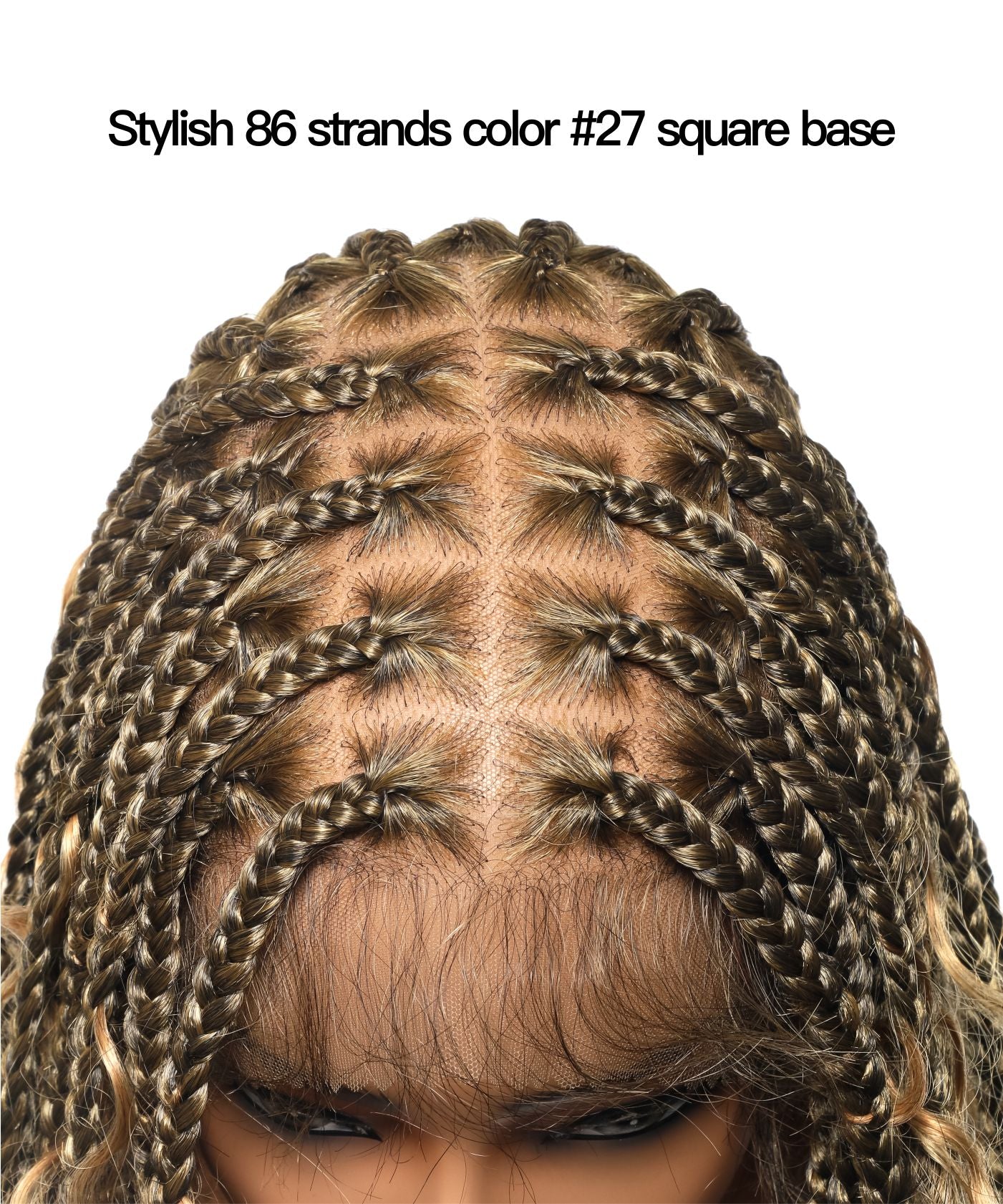 Square Base Human Hair Boho Curls Full Lace Tangleless Knotless Boho Box Braided Wig 36" 86 Strands