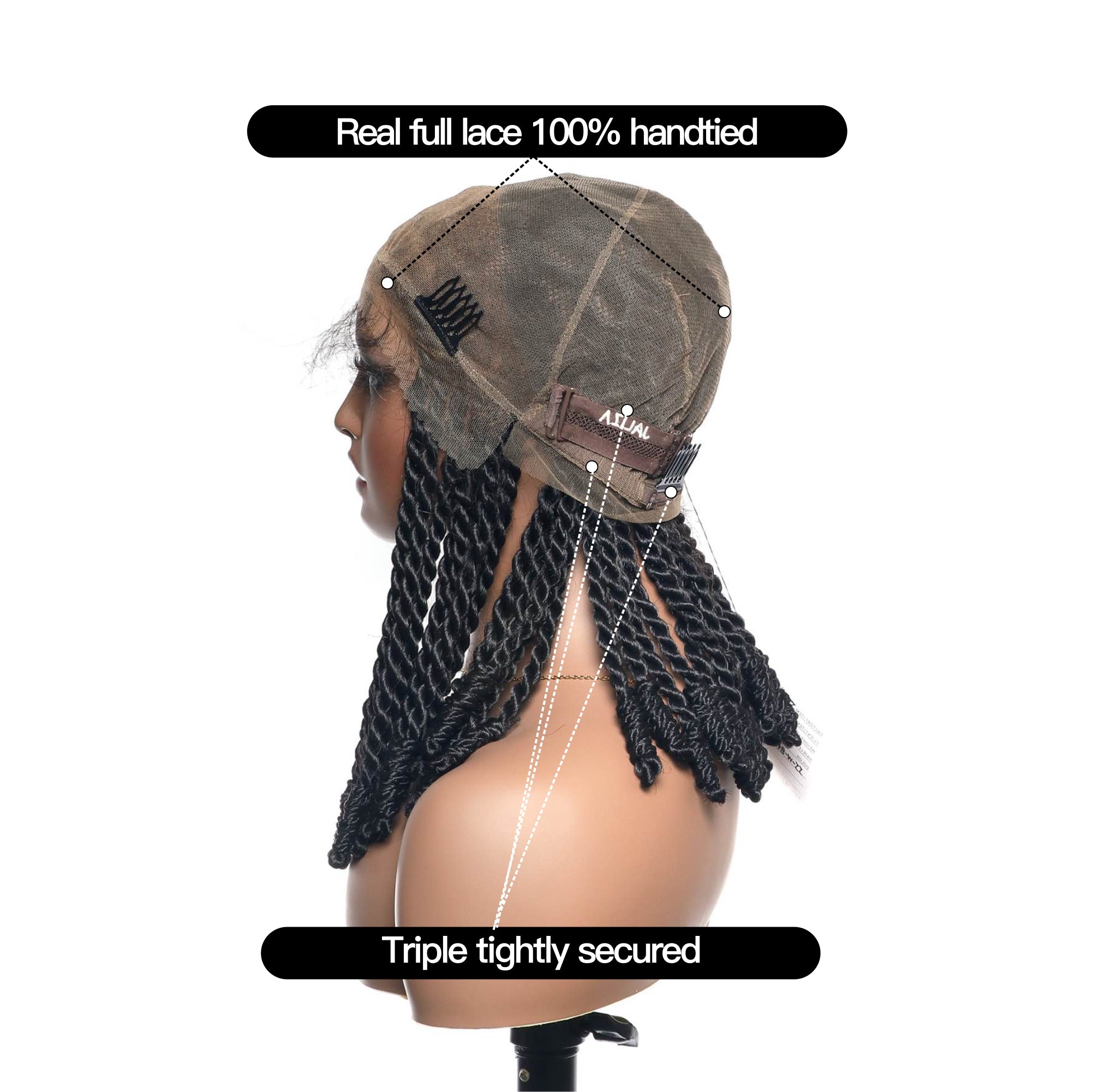 14" Pre Bleached HD Lace Invisible Locs Cross Twist Braided Wig