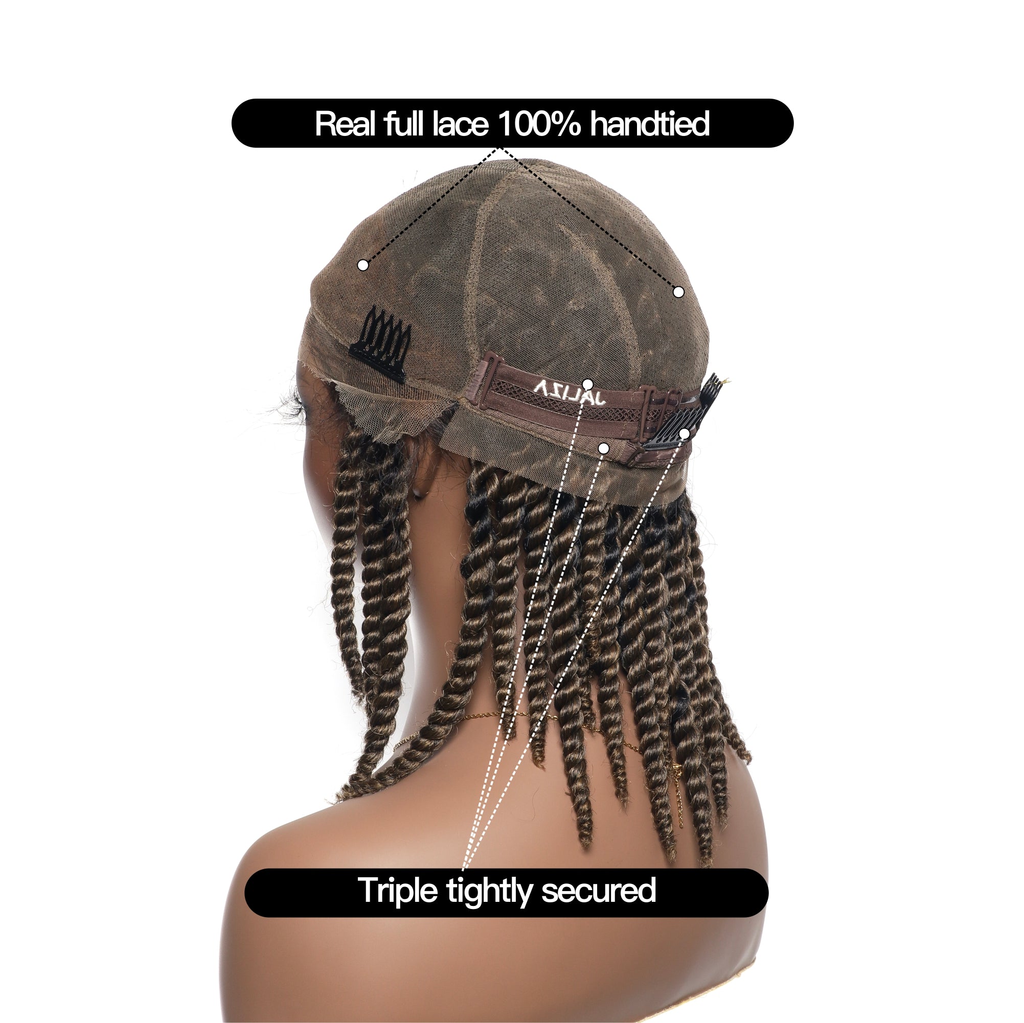 14" Jumbo Twist Pre-Bleached Full Lace Braided Wig Honey Blond HD Lace