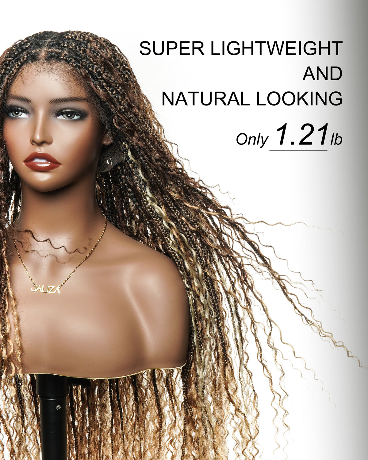 Extra Full Density HD Full Lace Blend Color 1B 30 27 613 Human Hair Boho Style Boho Box Braided Wig 100 Strands (Scheduled to ship on February 15th)