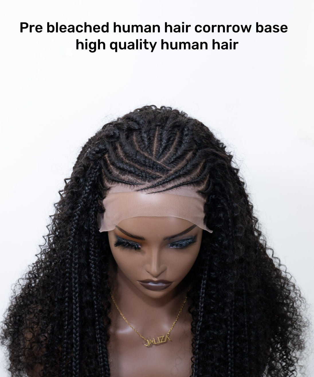 Extra Full Pre bleached Human Hair Lace Braided Cornrow Style Braided Wig(Made to order, ships in 1-2 weeks)