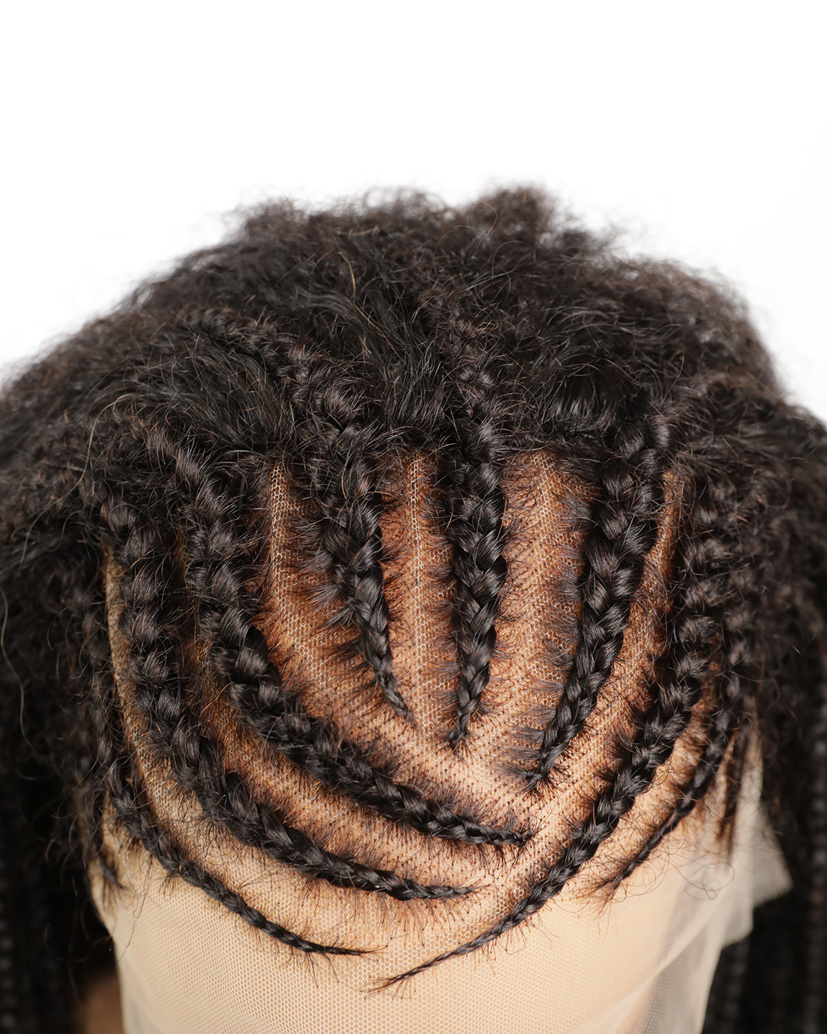 Extra Full Pre Braided Cornrow Style Pre Bleached Human Hair Braided Wig